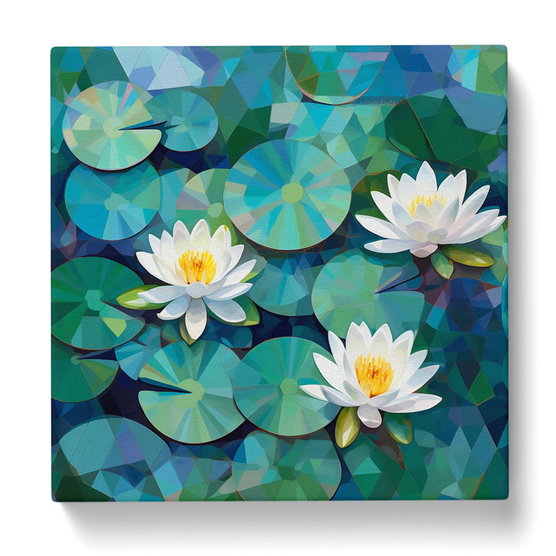 Water Lily Pond Geometric - Wrapped Canvas