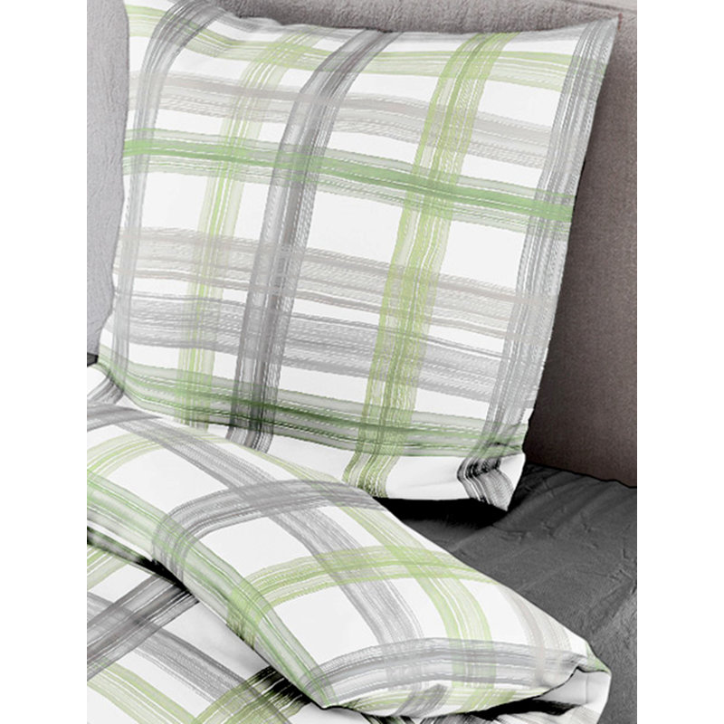 Plaid Duvet Cover Set with Pillowcases Included, 155 x 220cm Duvet Cover + 1 Standard Pillowcase, Lind