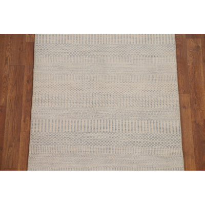 Handmade Wool Abstract Runner Rug 3x8