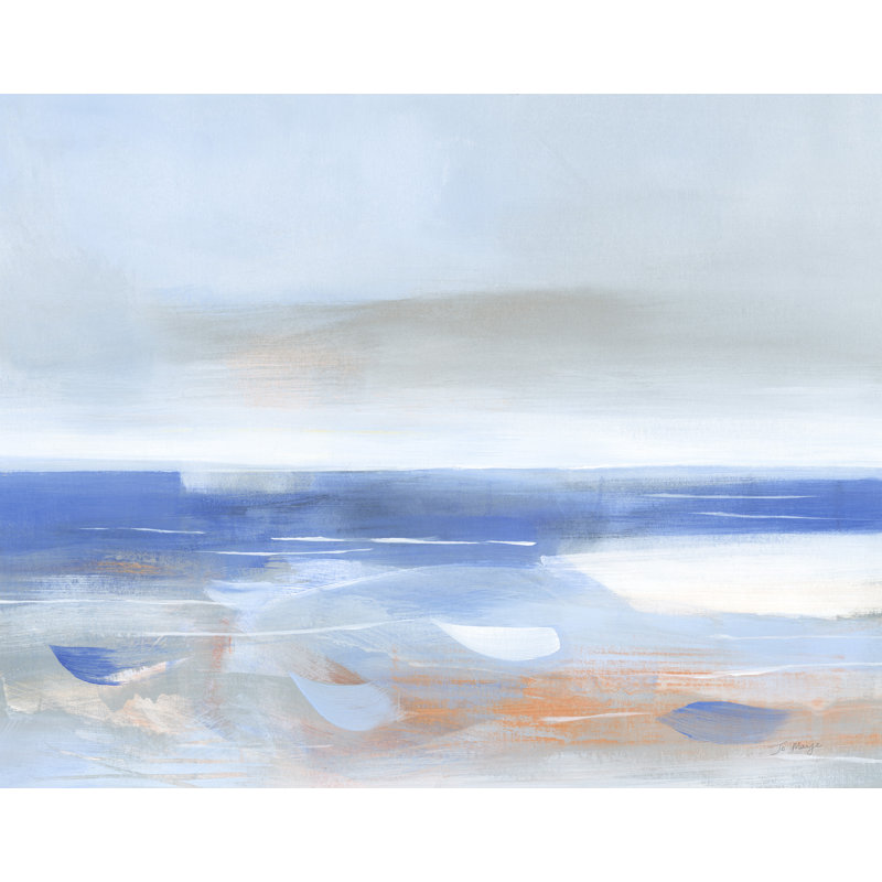 Abstrait côtier, rivage, bleu, cyan, gris, blanc, doux, brun clair, vagues, H 16 po x l 24 po x P 1,5 po