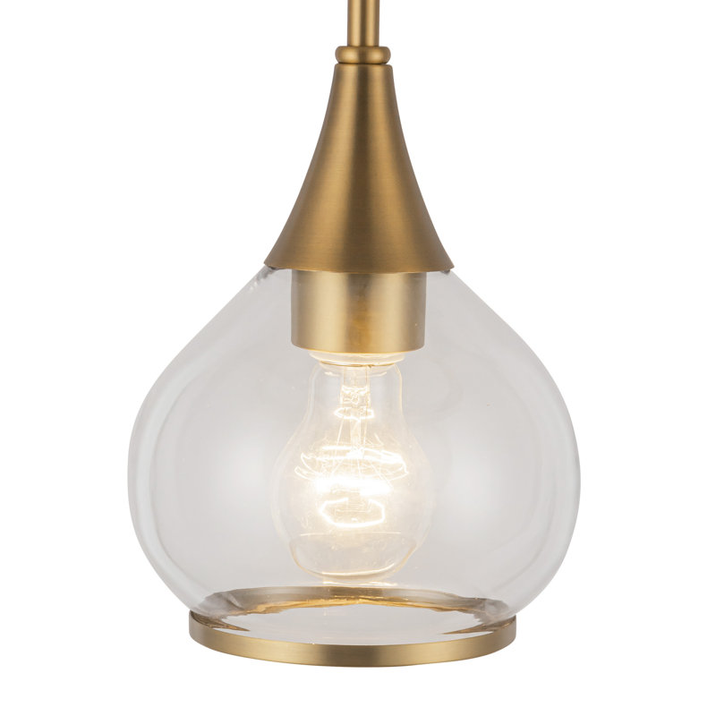 Nieve 1 - Light Teardrop Pendant, Clear, Aged Gold
