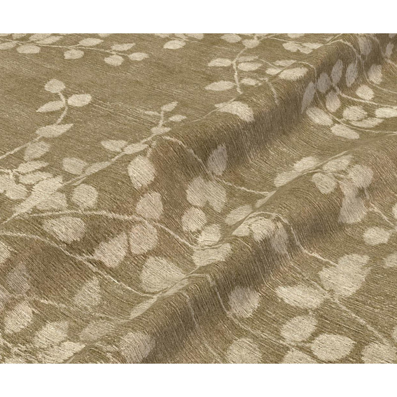 Hand Woven Silk and Wool Floral Area Rug, Rectangle 4' x 6'
