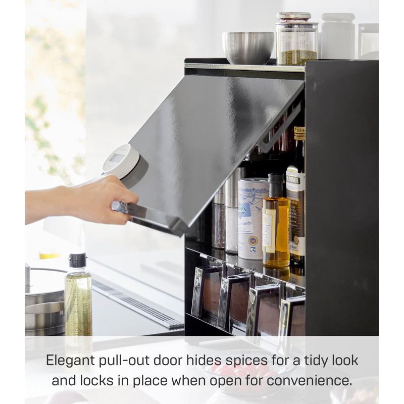 Black Steel Magnetic Concealable Multi-Tier Spice Rack