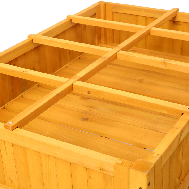 Elevated 8 Pocket Herb Garden Bed, Mobile Raised Customizable Wood Planter For Herbs, Vegetables, Flowers W/ Lockable Wheels, Storage Shelf, Drainage Holes