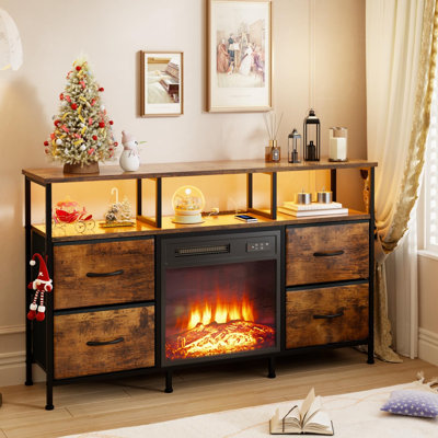 Fireplace Tv Stand With 4 Drawers