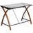 Glass Computer Desk with Pull-Out Keyboard Tray and Crisscross Frame-932448061