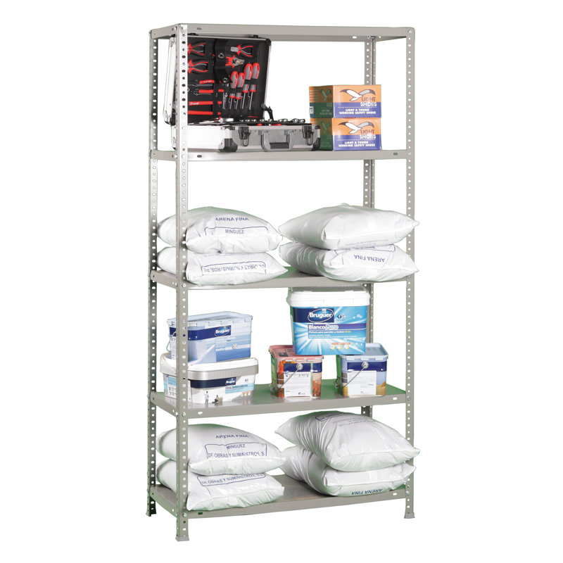 100cm W Steel Height -Adjustable Shelving Unit, 200cm H x 100cm W x 30cm D, Grey