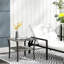 Table d'appoint en rotin, table de bout d'extérieur avec tablette de rangement, table basse avec plateau en verre trempé-387269261