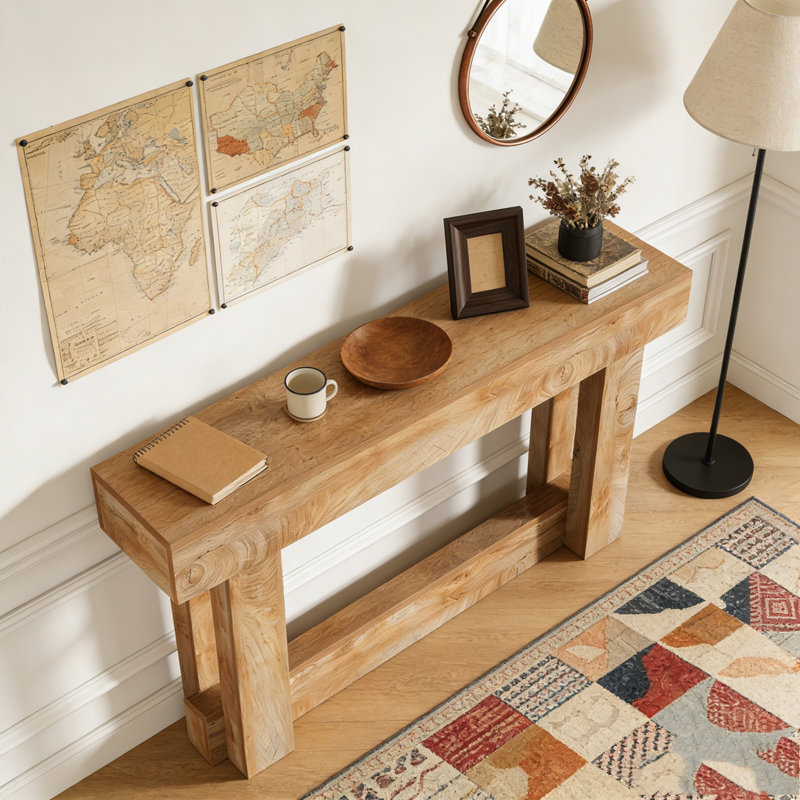 Farmhouse 2-Tier Entryway Sofa Table with U-Shaped Base
