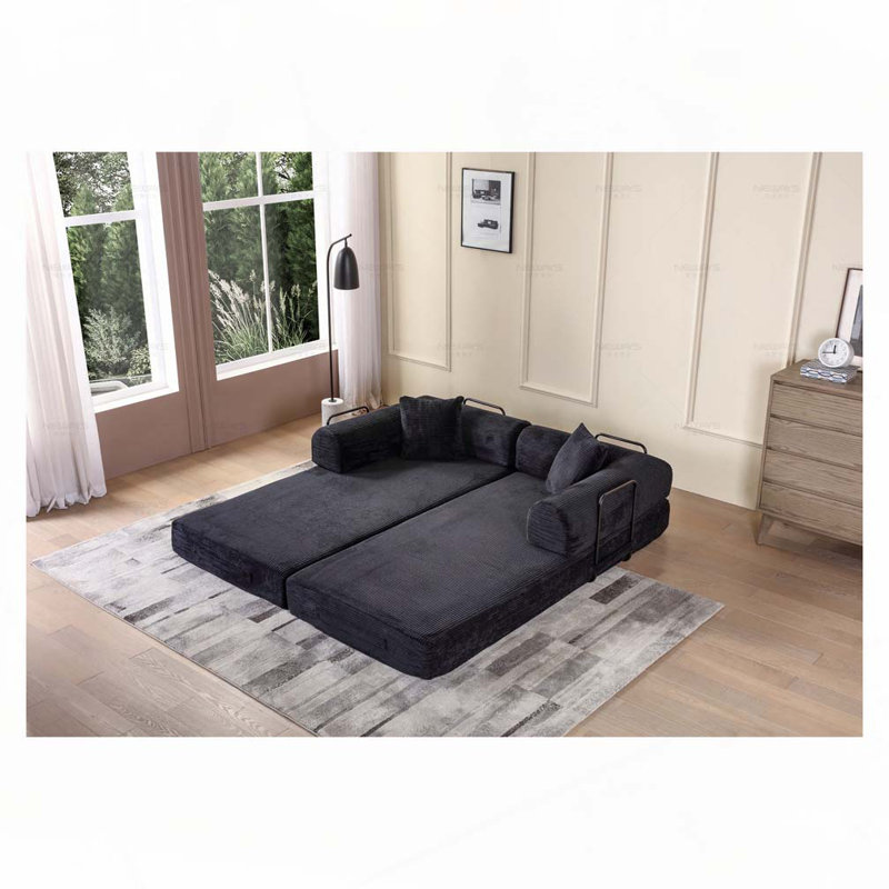 Convertible Sleeper Sofa Bed ,Folding Mattress Couch, Black