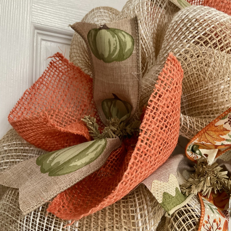 Welcome to Our Patch Harvest Pumpkin Wreath Handmade Deco Mesh