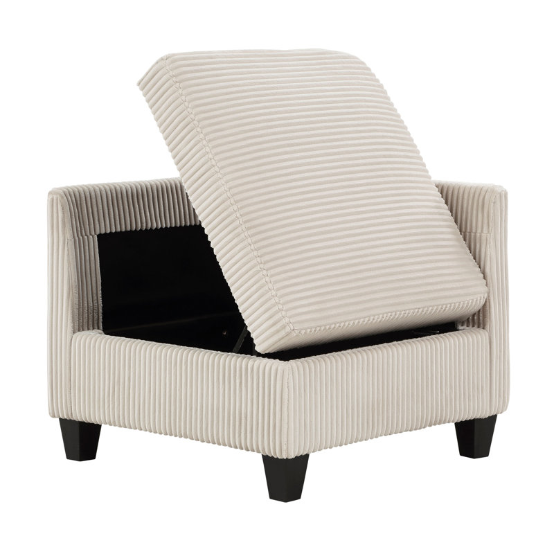 7 Modular Sectional In Beige Corduroy With Reversible Back Cushions And Storage Living Room Sectional, Detachable