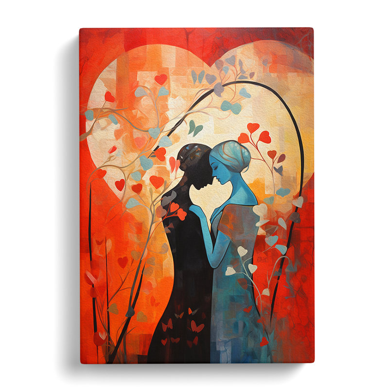 Two Women In Love Contemporary No.2 - No Frame Art Prints - Wrapped Canvas, 76cm H x 50cm W x 3cm D