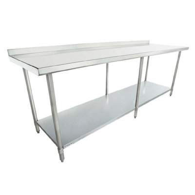 Table de travail en acier inoxydable EMPURA 96 po x 30 po | Poste de travail utilitaire commercial pour garage à lessive | Capacité de 680 lb, pattes sous la tablette galvanisées, dosseret 2 po, l 96 po x P 30 po x H 35 po, calibre 18, NSF