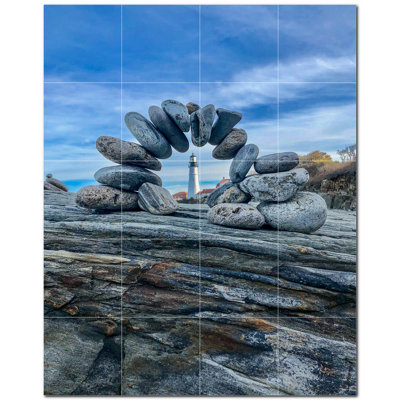 Rocks Photo 12'' x 12'' Satin Ceramic Decorative Mural