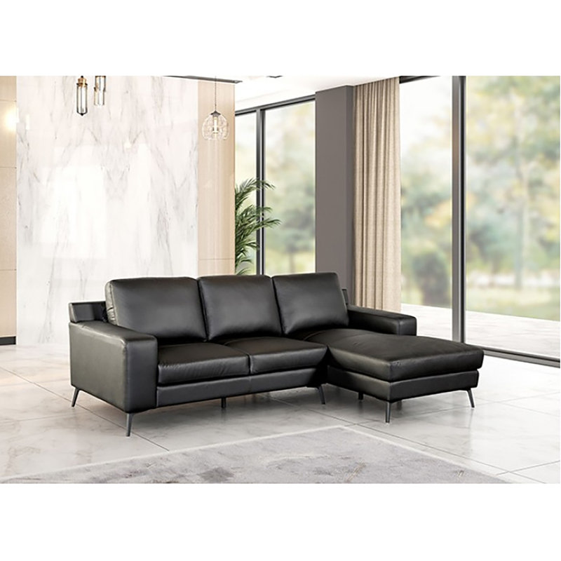 Canapé modulaire Jameisen, Right Hand Facing, Black Leather Match