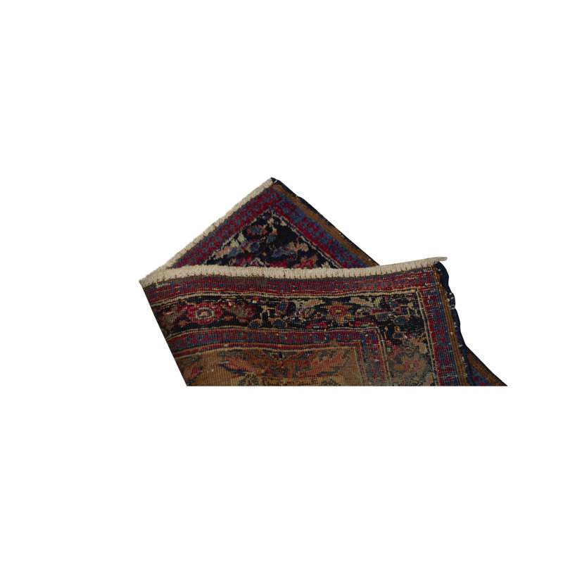 Tapis rouge et bleu noué à la main de haute qualité