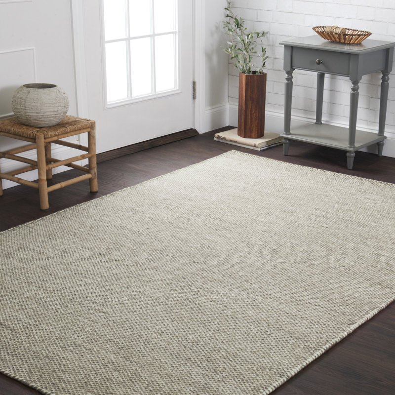 Tapis blé en laine tissé à la main Rabon, Rectangle 5 pi x 7 pi 6 po