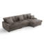 Canapé modulaire rembourré 3 pièces en flanelle de fourrure de lapin brun clair avec accoudoirs et coussins décoratifs 3 pièces-2078354830