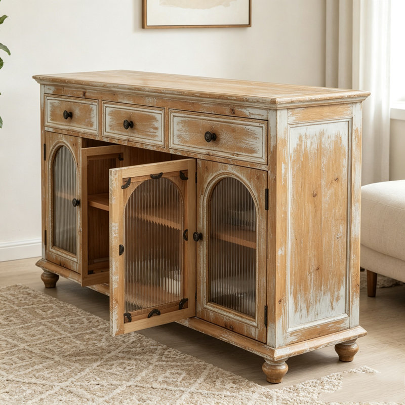 Buffet 59,06 "Farmhouse, Brun antique + blanc