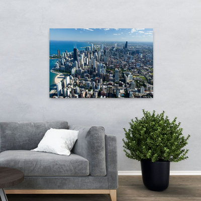 Vue aérienne d'une ville, lac Michigan, Chicago, Cook, Illinois, États-Unis, paysage contemporain abstrait, art