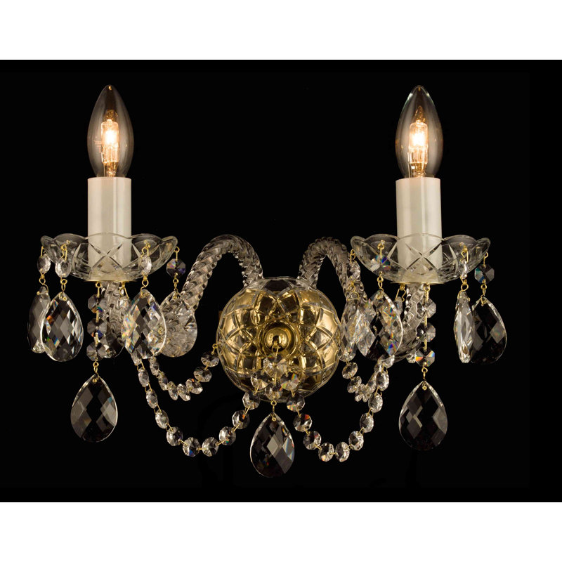 Lampe murale bougie 2 lumières Klimek, Laiton