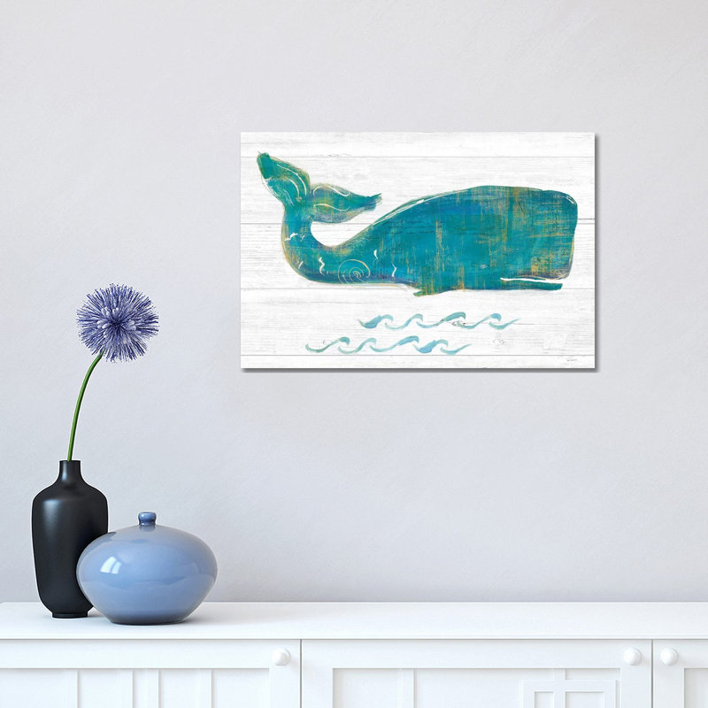 On The Waves I Light Plank by Sue Schlabach - Wrapped Canvas Painting, 30.48 cm H x 45.72 cm W