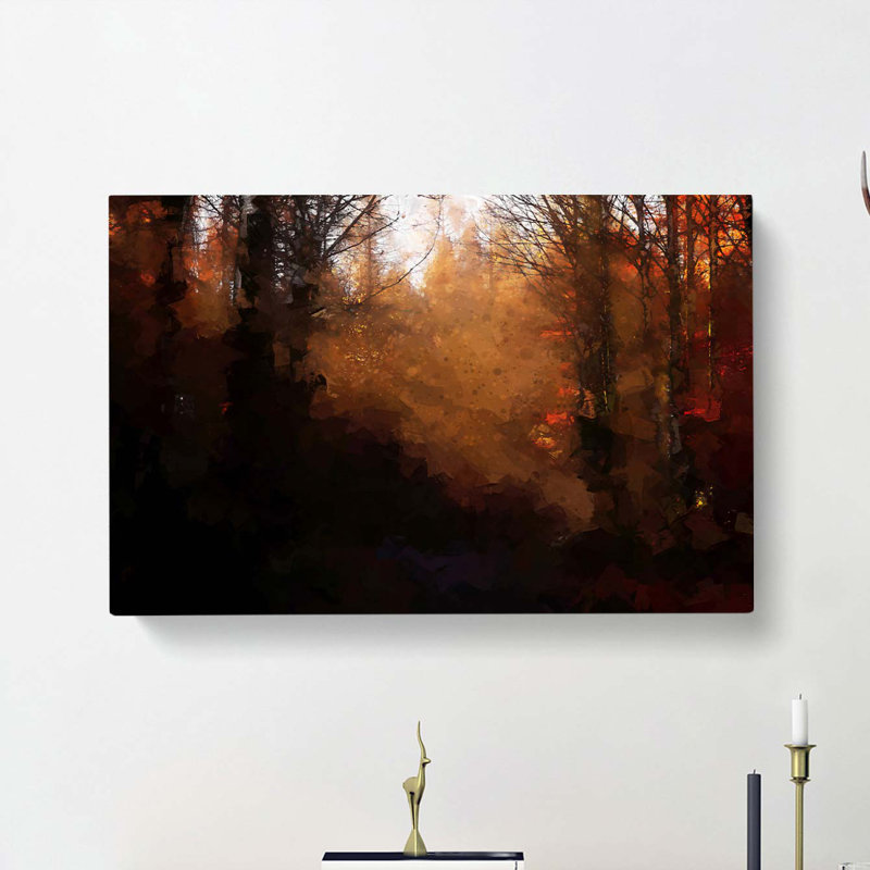 Sunrays In An Autumn Forest In Abstract - Wrapped Canvas Print, 60cm H x 91cm W x 3cm D