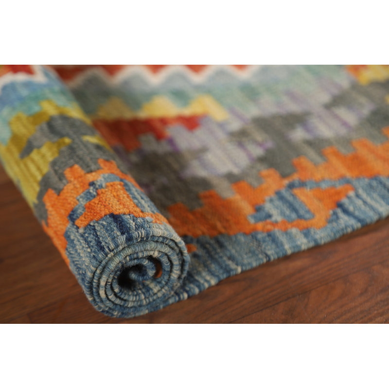 Tapis géométrique en laine Kilim