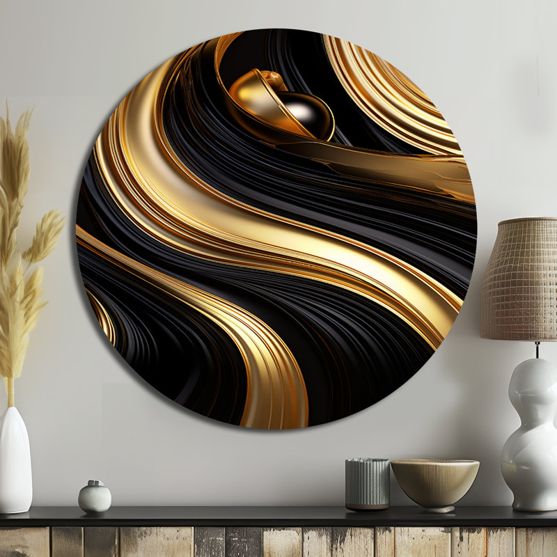 Finley - art abstrait rond en métal, H 16 po x l 16 po 