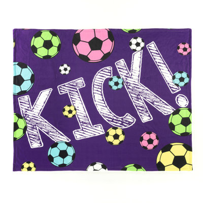 Lush Decor Girls Soccer Kick Sherpa Fleece Throw Blanket