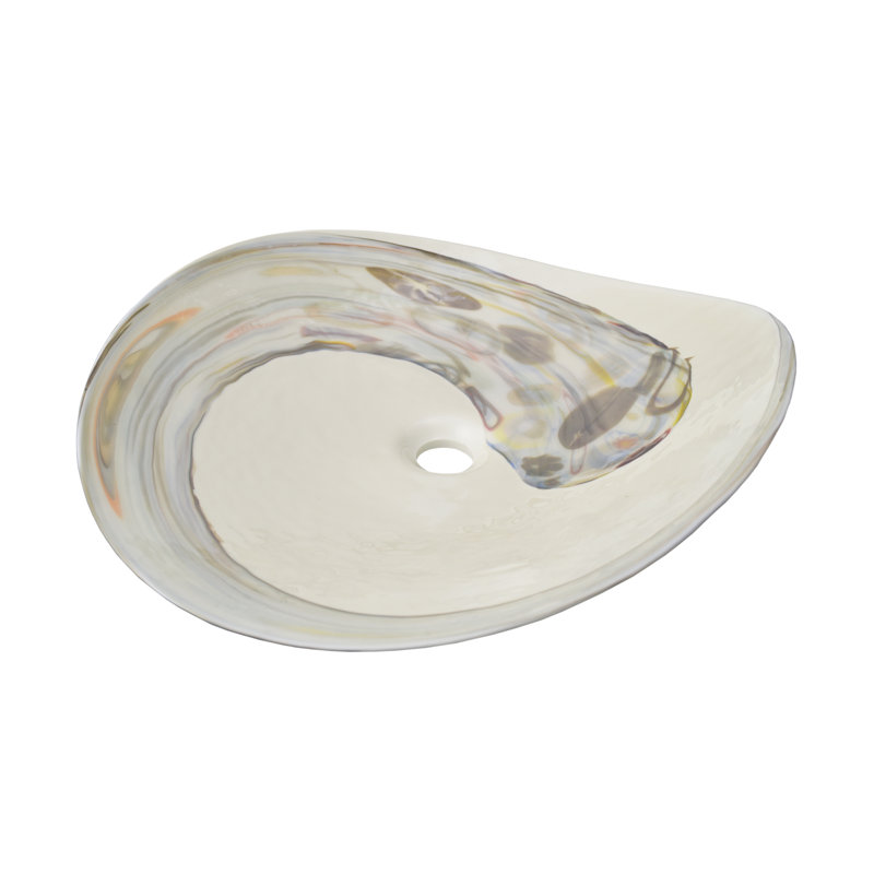 Murano Glass Oval Vessel Bathroom Sink, Abalone