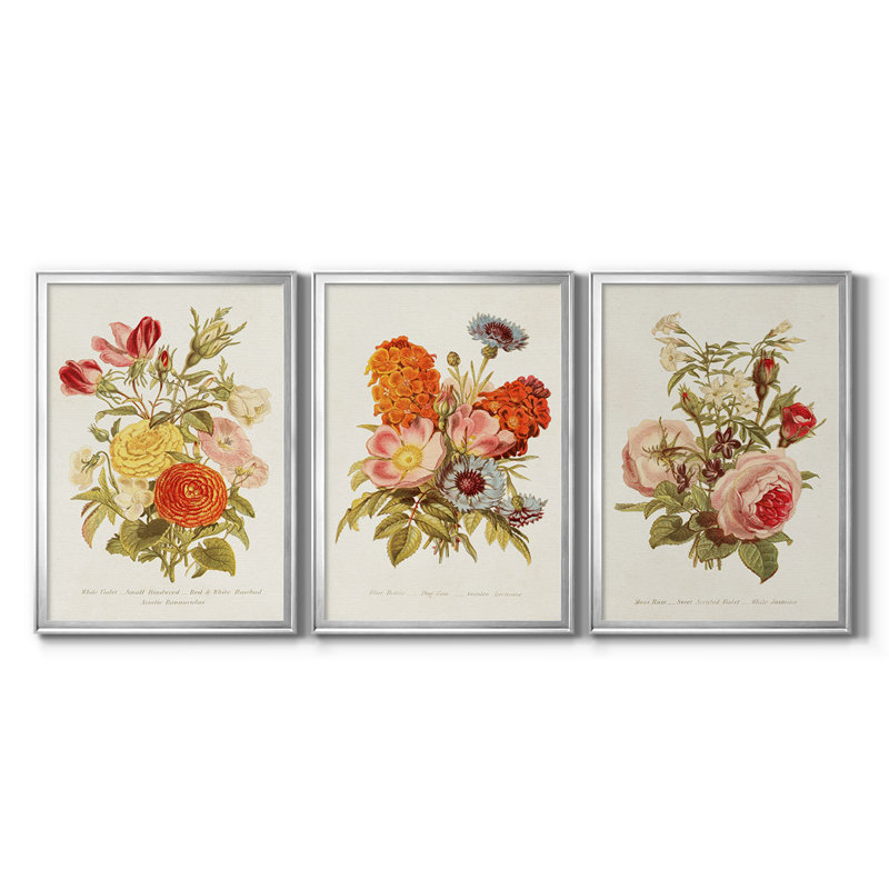 Antique Floral Bouquet I - Toile tendue avec châssis sur mesure - 3 pièces, H 21 po x l 30 po