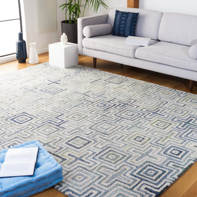 Tapis ivoire / bleu touffeté à la main Gladies