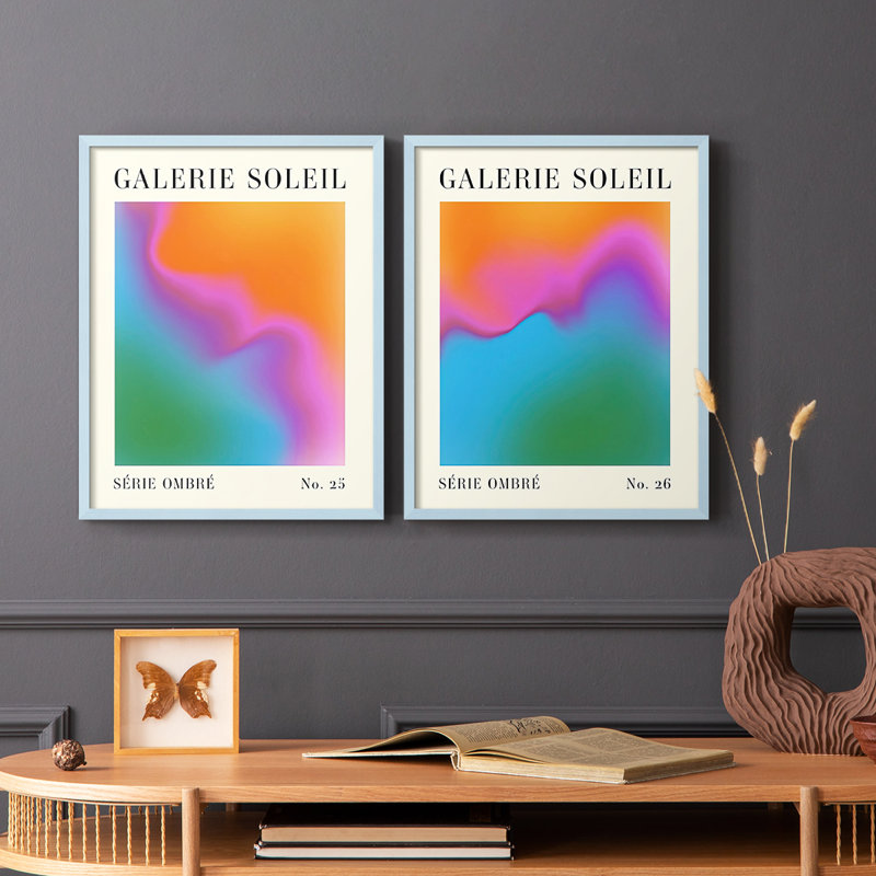 Reproduction encadrée Gallerie Gradient I-Premium - prête à être accrochée - aucun clou requis - aucun clou requis, Bleu