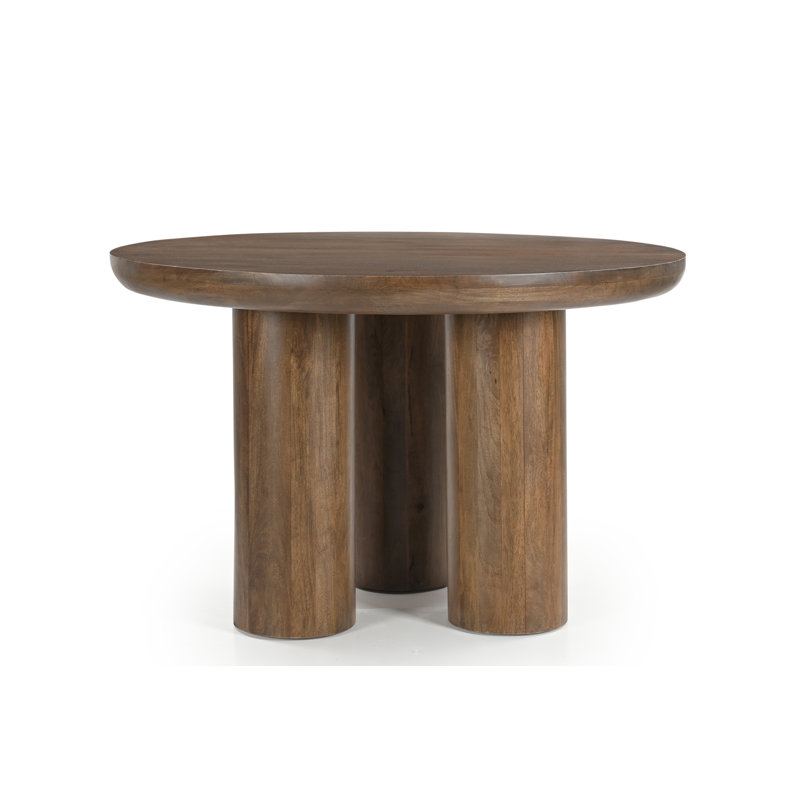 Napa 48" Round Mango Wood Dining Table with Column Legs in Brown