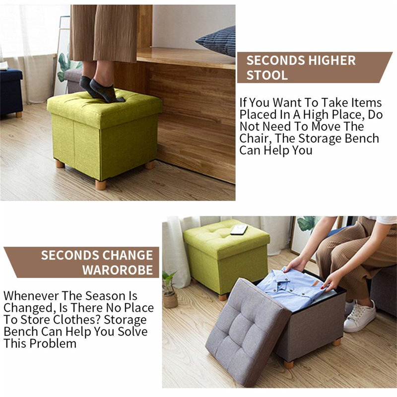 38cm Wide Solid Colour Footstool Ottoman, Green