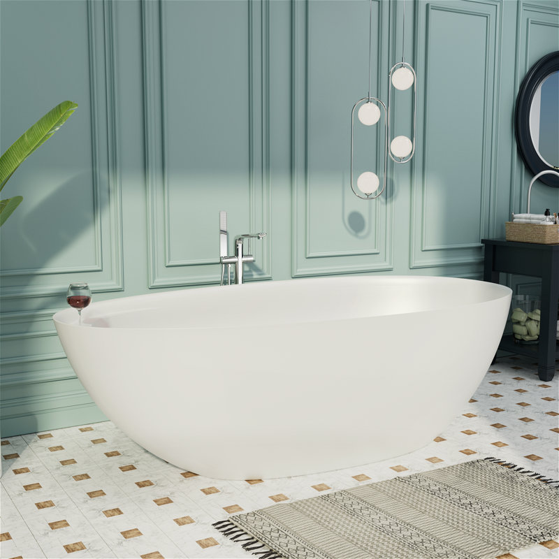 66.9'' x 33.46'' Soaking Solid Surface Bathtub