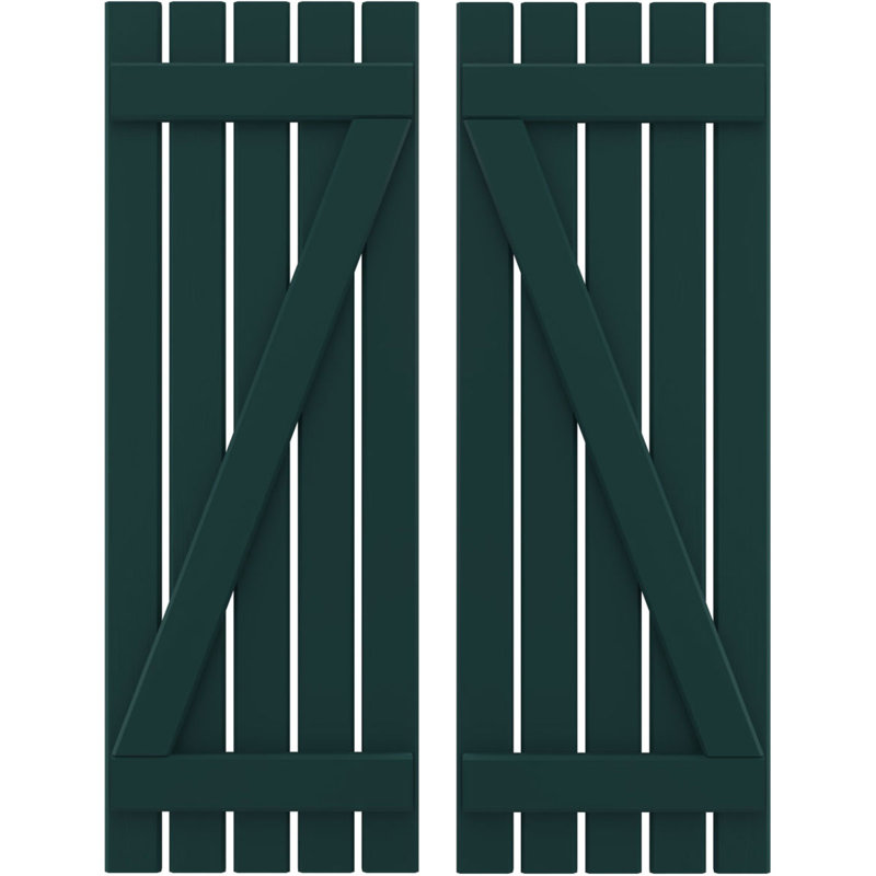 Volets de planche-n-lattes avec barre en Z (par paire) Americraft (2 lattes), Vert thermique, 19 1/2", 75"