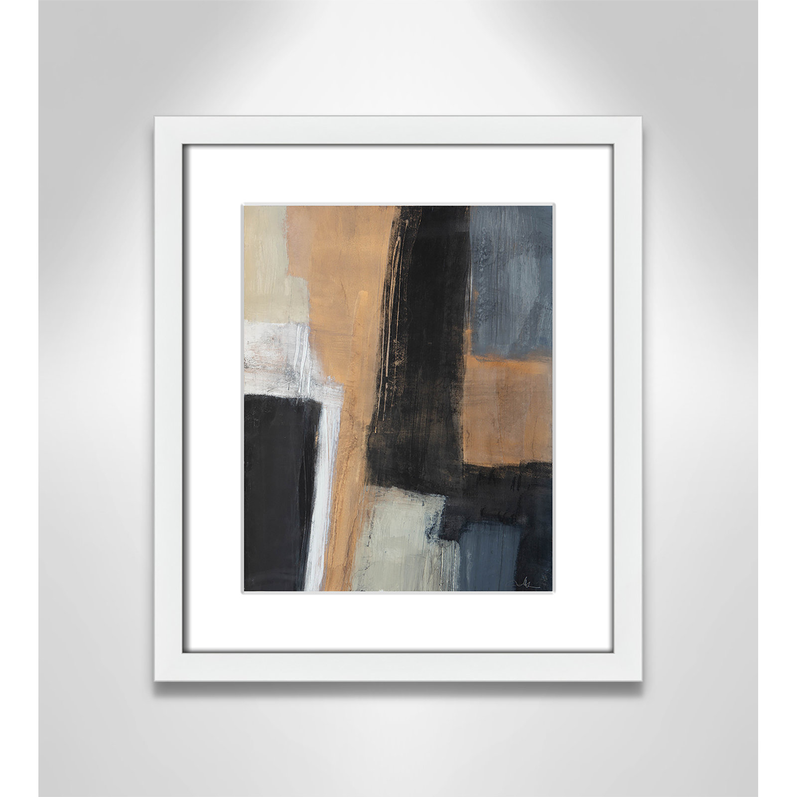 Metallic Slate I Print, White Matted Picture Framed, 15" H x 13" W x 1.25" D