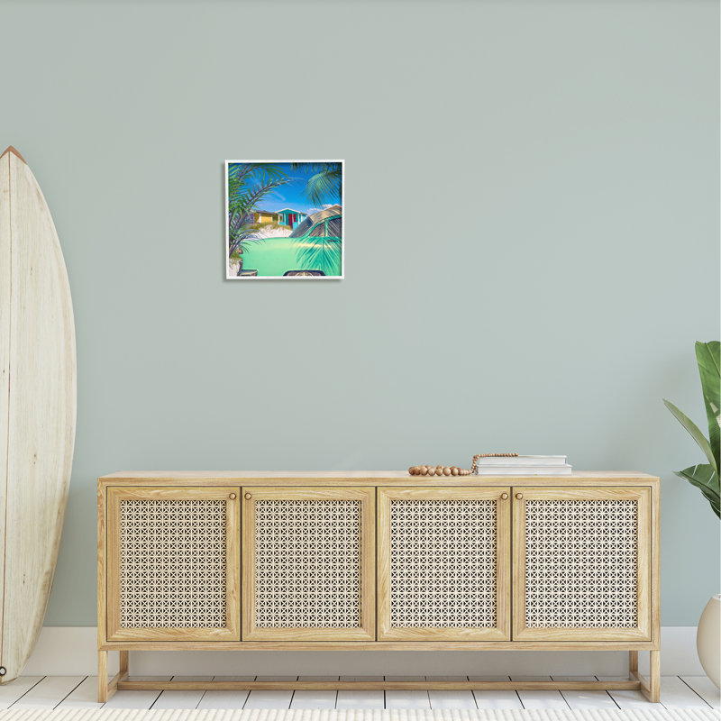 Art rétro, giclée encadrée par Steve Hunziker, H 17 po x l 17 po x P 1,5 po, Giclée encadrée blanc bord de mer