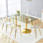 Ensemble de table de salle à manger 71 ", ensemble de table de salle à manger moderne avec plateau en verre et base ronde en or-820453635-820453647-820453646