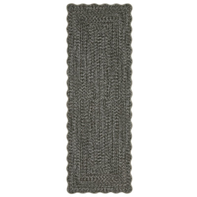 Farmhouse Scalloped Rug Washable Rug with Non Slip TRP Backing, Low Pile Non Shedding Rustic Carpet, Soft Thin Foldable Printed Mat for Living Room Bedroom