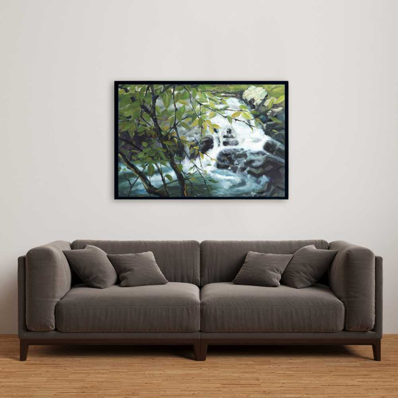 Peaceful Fall - Arbres, toile grise encadrée pour la décoration intérieure, H 37,25 po x l 25,25 po