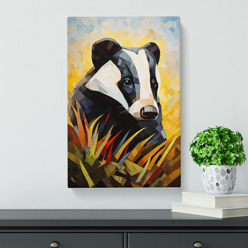 Badger Cubism - Wrapped Canvas, 60cm H x 40cm W x 3cm D