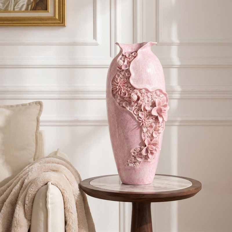 Vases de table en céramique rose trompette
