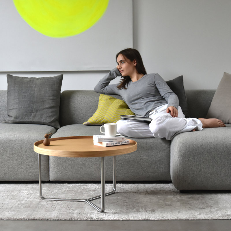 Cross Legs Coffee Table, Oak Wood