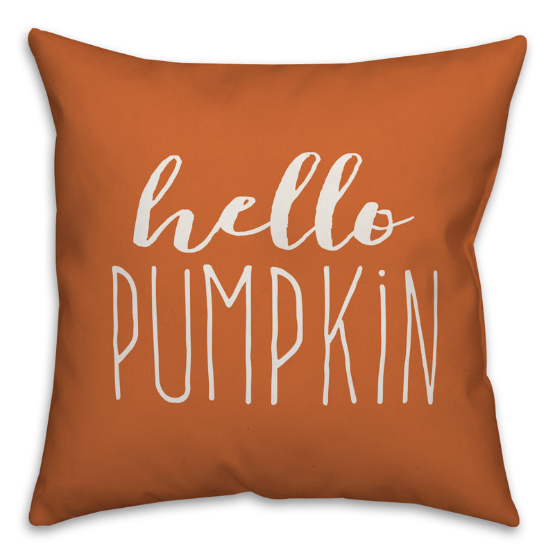  Coussin Hello, Orange, 18 po x 18 po