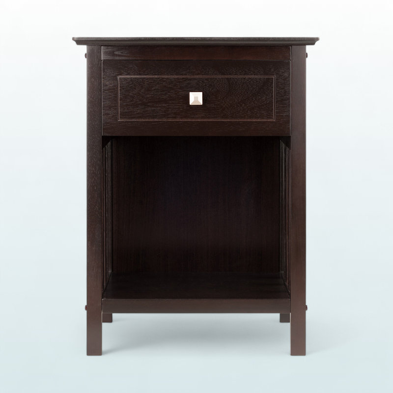 Nallani Brown Finish 1-Drawer Accent Mission-Style Nightstand, 24.78" H X 18.74" W X 14.13" D
