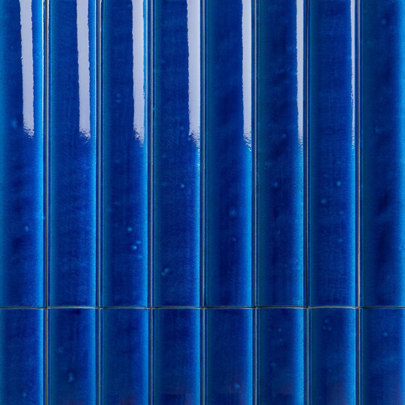 Lava Art Fluted Adriatic Blue 6x36 3D Glossy Lava Stone Tile, Adriatic Blue